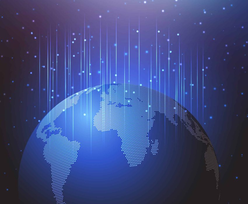 Abstract background with a world globe with halftone dots design